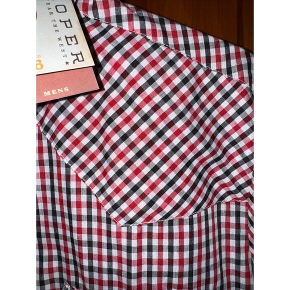 Roper Mens XL Red Black White Western Pearl Snap Short Sleeve Short Sleeve Shirt - Picture 6 of 7